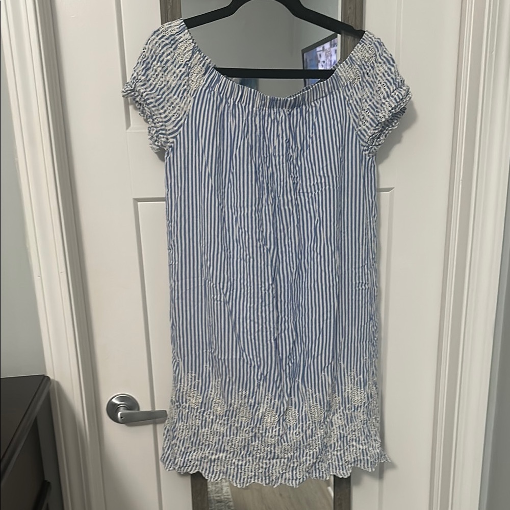 Luxology Striped Blue and White Dress